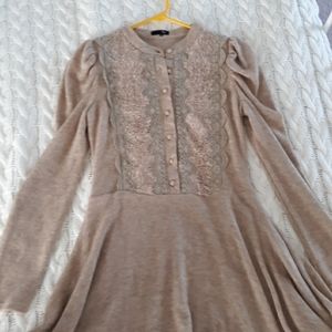 Cozy Tan RYU Long-Sleeved A-Line Dress